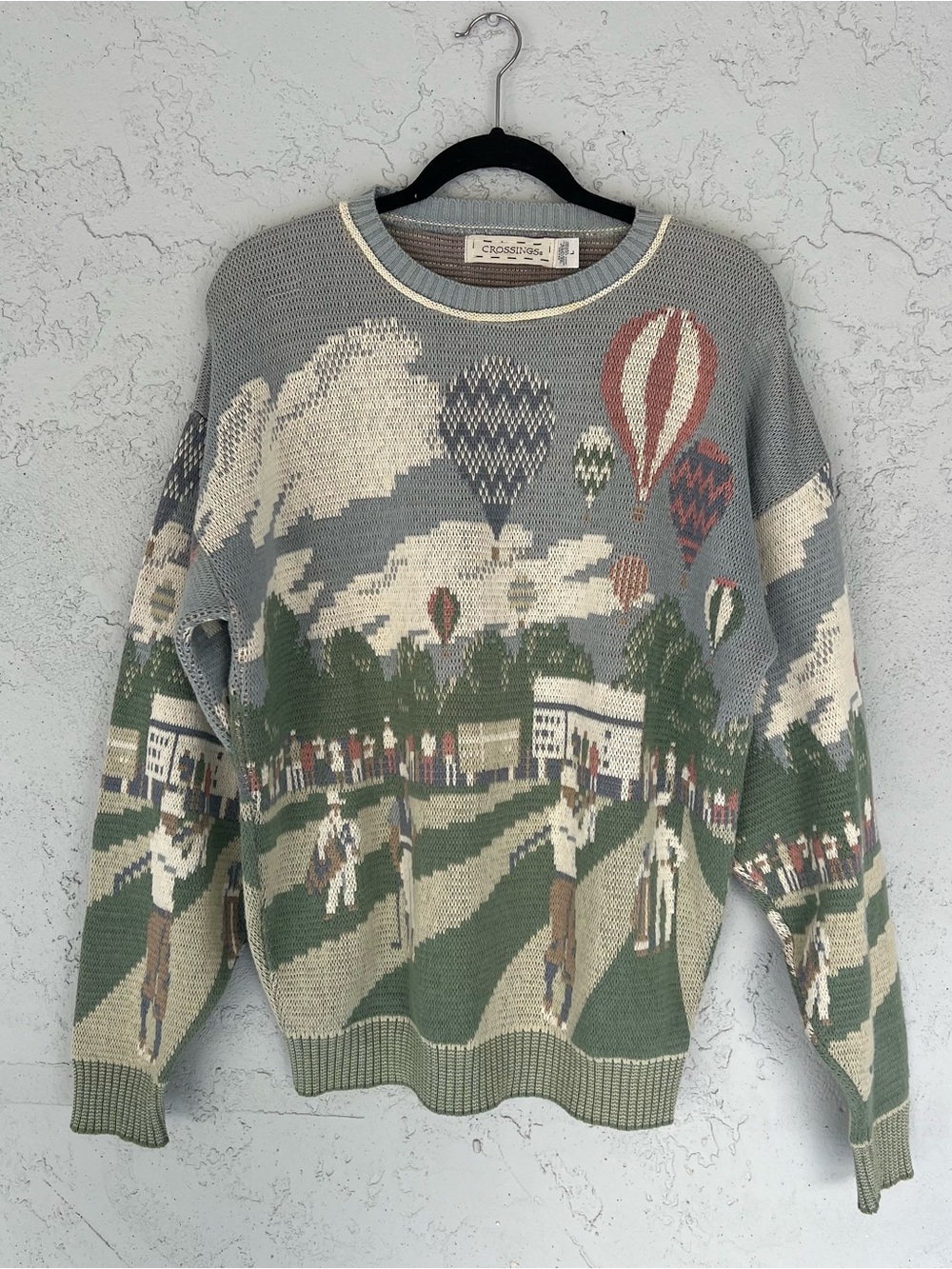 Vintage Crossings Sweater Golf Scenic Knit Golf Country Club Grandpa Large